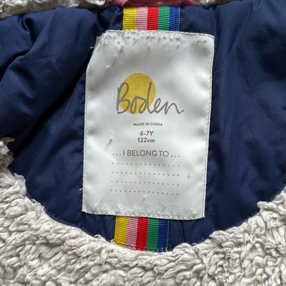 Boden Longline Quilted College Navy Puffer Waterproof Parka Coat, Kids Size 6/7 - Picture 10 of 11